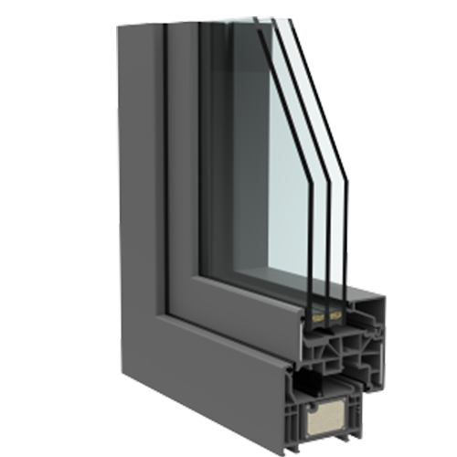 Detalle técnico del perfil Elegant ThermoFibra 76X