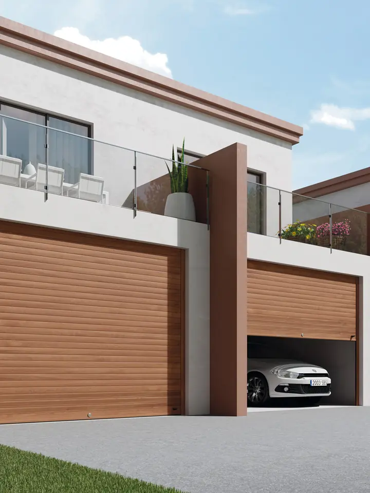Roller garage doors installed on a modern home