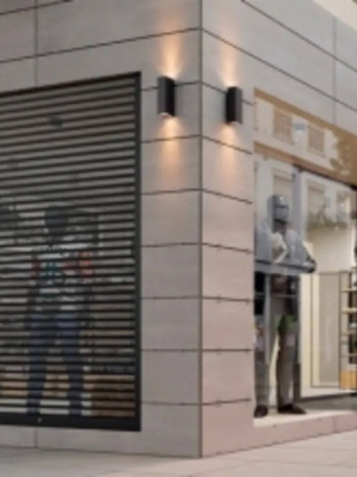 Security roller shutters installed on a shop