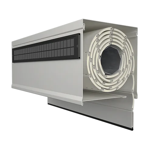 Roller shutter box with integrated solar panel